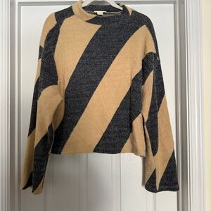 Anthropologie Black and Tan Knit Sweater